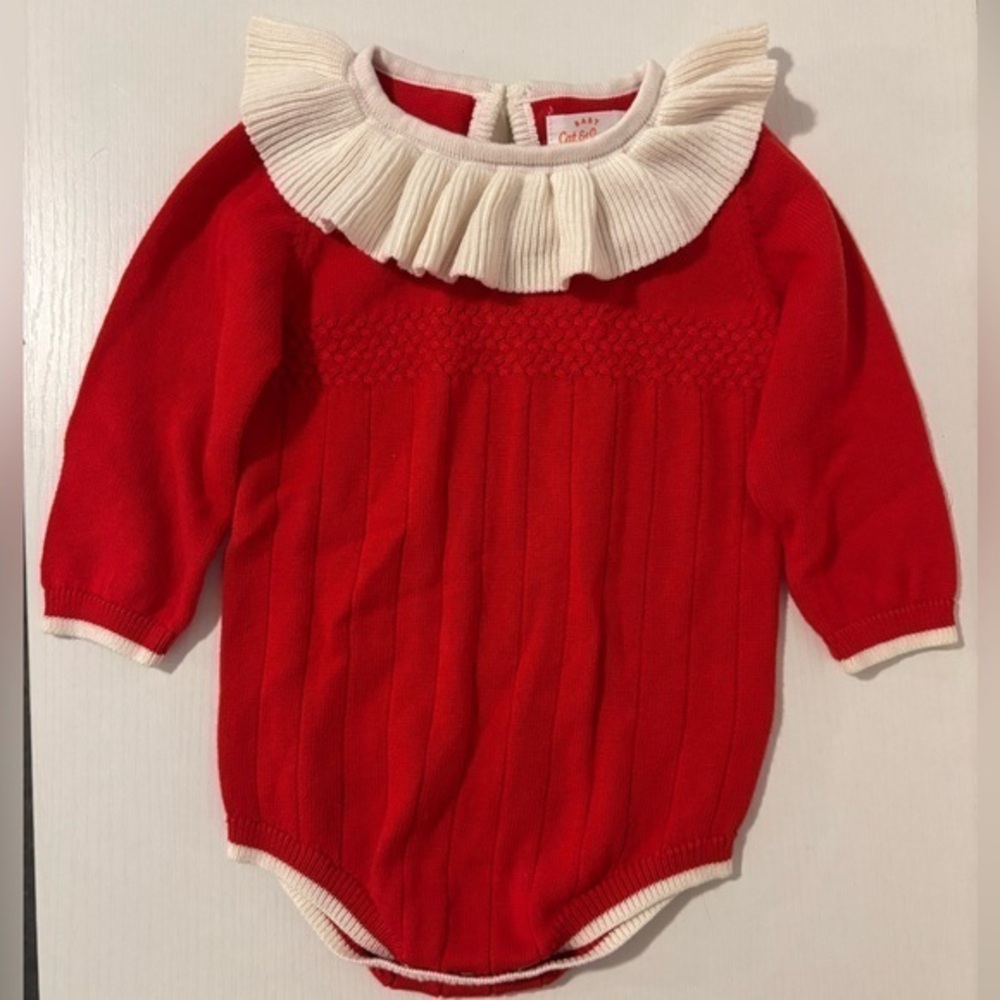 Cat & Jack Girls Christmas long sleeve knit top 3-6m